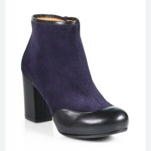 new Chie Mihara “Tazmar” Suede & Leather Ankle Boots in Blue, Size 8